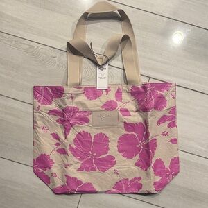 ALOHAS Beige and Pink Floral Tote